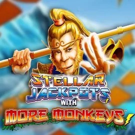 Stellar Jackpots with More Monkeys online game logo by Lightning Box Game on wildroyal.org