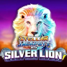 Logo of Stellar Jackpots with Silver Lion from Lightning Box Game at Wildroyal Casino